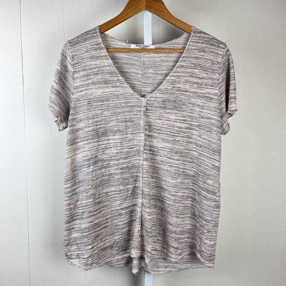 Project Social T Oversized Boxy Top Pink Gray‎ Rayon Blend Womens Medium